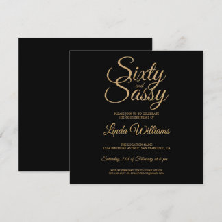 Chic 60 und Sassy Black Gold 60. Geburtstagsparty Einladung