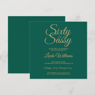 Chic 60 und Sassy Green Gold 60. Geburtstagsparty Einladung