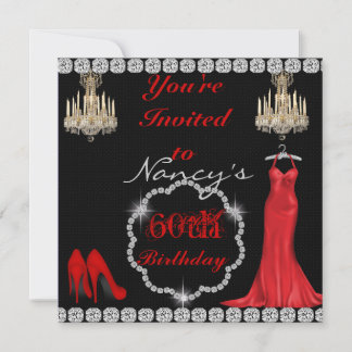 CHIC 60. Vintages Design BLING Geburtstagseinladun Einladung