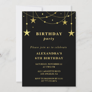 Chic 6. Geburtstagsparty laden Gold Stars ein Einladung