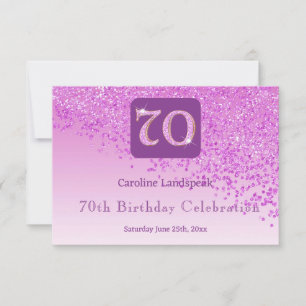 Chic 70 Birthday Pink Glitzer UAWG RSVP Karte