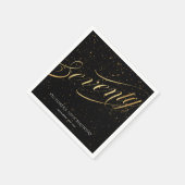 Chic 70. Confetti Calligrafy Gold Black Serviette (Ecke)