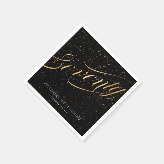 Chic 70. Confetti Calligrafy Gold Black Serviette (Ecke)