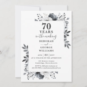 Chic 70. Hochzeitstag Monogramm Floral  Einladung