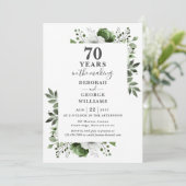 Chic 70. Wedding Anniversary Monogram Floral Einladung (Stehend Vorderseite)