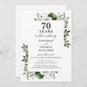 Chic 70. Wedding Anniversary Monogram Floral Einladung (Vorne/Hinten)