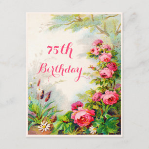 Chic 75. Geburtstag Viktorianische Rose Hütte Gart Einladung