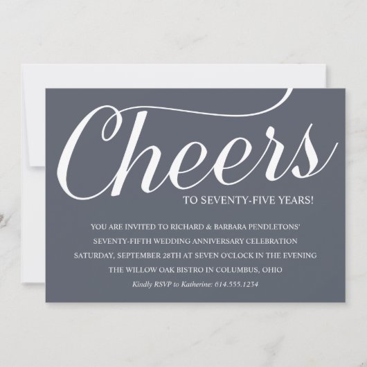 Chic 75. Party Einladung zum Hochzeitstag (Vorderseite)