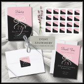 Chic 75th Gala Pink und Black Dankeskarten Dankeskarte