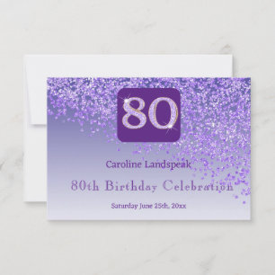 Chic 80 Geburtstag Lila Glitzer UAWG RSVP Karte