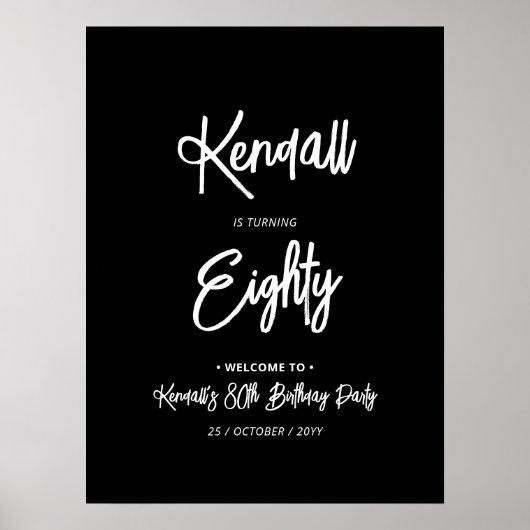 Chic 80. Geburtstagsparty Begrüßungszeichen Poster (Vorne)