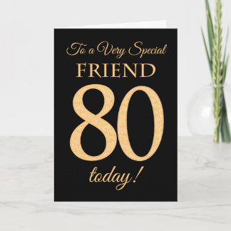 Chic 80. Gold-Effekt auf Black, Friend Birthday Karte