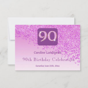 Chic 90 Birthday Pink Glitzer UAWG RSVP Karte