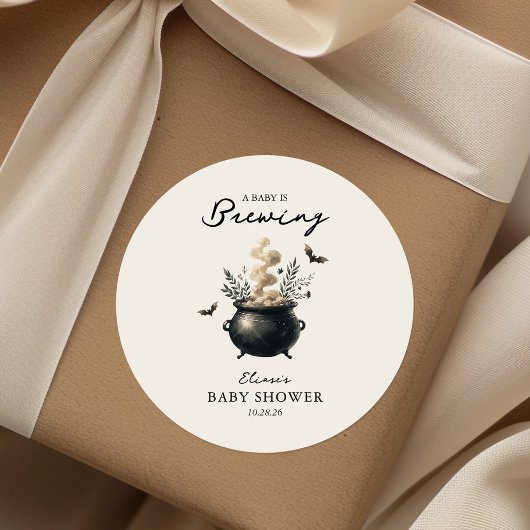 Chic 'a Baby is Brewing' Halloween Baby Dusche Runder Aufkleber