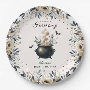 Chic 'a Baby is Brewing' Halloween-Baby-Party Pappteller