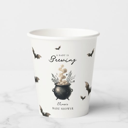 Chic 'a Baby is Brewing' Halloween Baby Shower Pappbecher (Vorderseite)