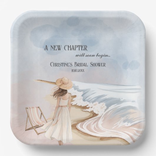 Chic 'A New Chapter' Beach and Waves Brautparty Pappteller (Vorderseite)