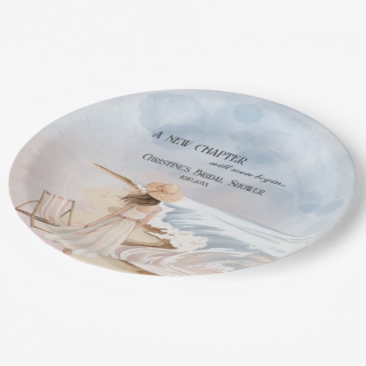 Chic 'A New Chapter' Beach and Waves Brautparty Pappteller (Schrägansicht)