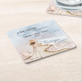 Chic 'A New Chapter' Beach and Waves Brautparty Rechteckiger Pappuntersetzer (angewinkelt)