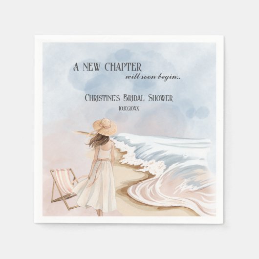 Chic 'A New Chapter' Beach and Waves Brautparty Serviette (Vorderseite)