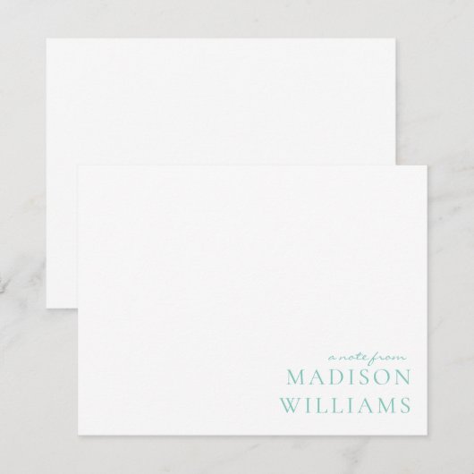 Chic A Note from Script Typografy Aquamarin Note C Mitteilungskarte (Vorne/Hinten)