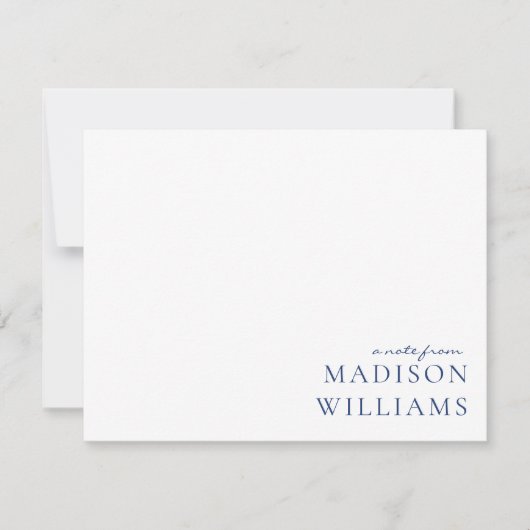 Chic A Note from Script Typografy Blue Note Card Mitteilungskarte (Vorderseite)