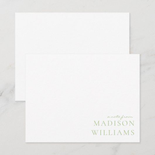 Chic A Note from Script Typografy Green Note Card Mitteilungskarte (Vorne/Hinten)