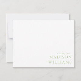 Chic A Note from Script Typografy Green Note Card Mitteilungskarte