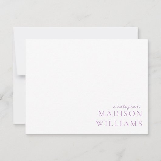 Chic A Note from Script Typografy Lila Note Mitteilungskarte (Vorderseite)