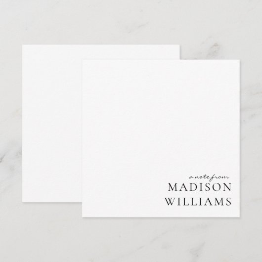 Chic A Note from Script Typografy Note Card Mitteilungskarte (Vorne/Hinten)