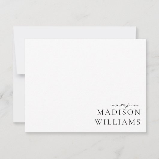 Chic A Note from Script Typografy Note Card Mitteilungskarte (Vorderseite)