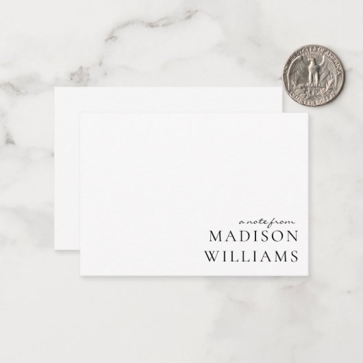 Chic A Note from Script Typografy Note Card Mitteilungskarte (Vorderseite/Rückseite Beispiel)