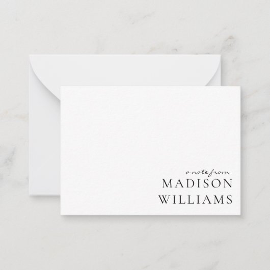 Chic A Note from Script Typografy Note Card Mitteilungskarte (Vorderseite)