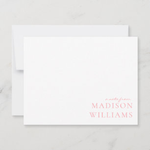Chic A Note from Script Typografy Pink Note Card Mitteilungskarte