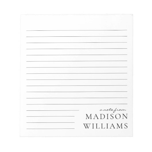 Chic A Note From Script Typography Lined Notepads Notizblock (Vorderseite)