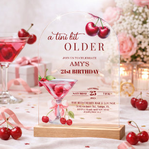 Chic A Tini Bit Älter Cherry Martini 21. Geburtsta Acryleinladungen