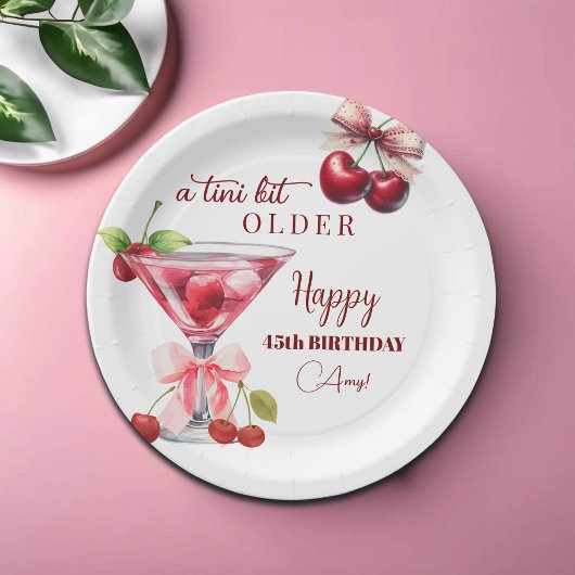 Chic A Tini Bit Älter Cherry Martini 45. Geburtsta Pappteller
