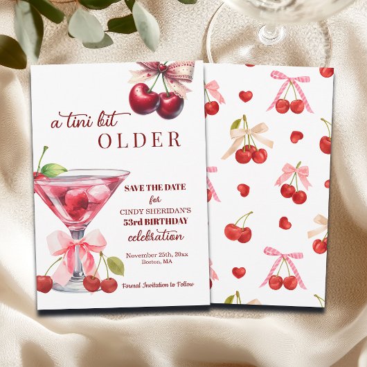 Chic A Tini Bit Älter Cherry Martini 53. Geburtsta Save The Date