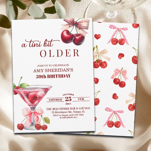 Chic A Tini Bit Älter Cherry Martini 59. Geburtsta Einladung
