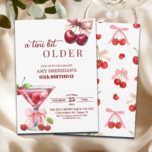 Chic A Tini Bit Älter Cherry Martini 65. Geburtsta Einladung