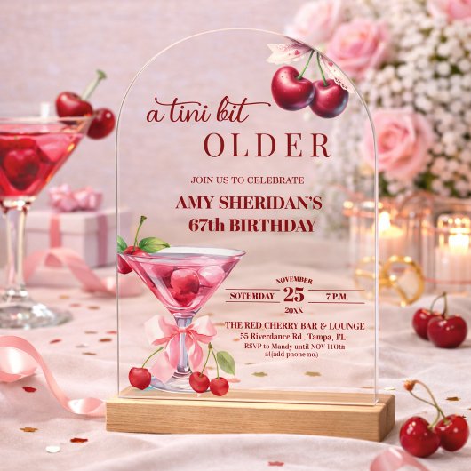 Chic A Tini Bit Älter Cherry Martini 67. Geburtsta Acryleinladungen