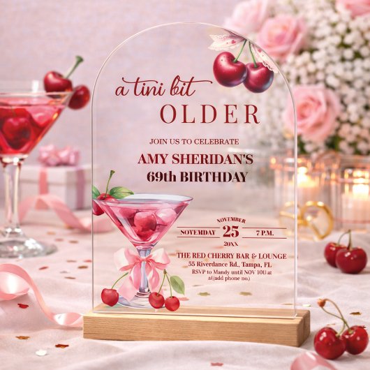 Chic A Tini Bit Älter Cherry Martini 69. Geburtsta Acryleinladungen