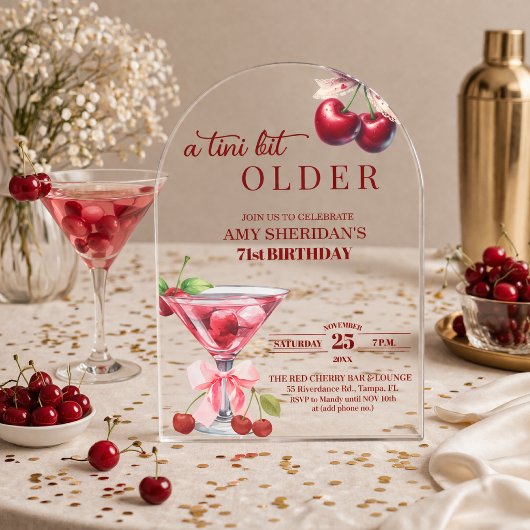 Chic A Tini Bit Älter Cherry Martini 71. Geburtsta Acryleinladungen