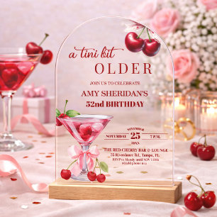 Chic A Tini Bit Älterer Cherry Martini 52. Geburts Acryleinladungen