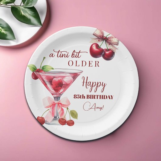 Chic A Tini Bit Älterer Cherry Martini 85. Geburts Pappteller