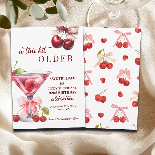 Chic A Tini Bit Älterer Kirsch-Martini 92. Geburts Save The Date