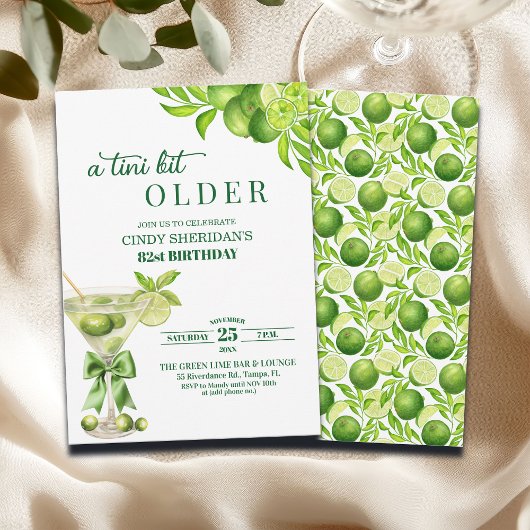 Chic A Tini Bit Älterer Lime Martini 82. Geburtsta Einladung