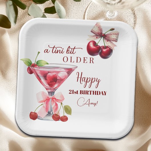 Chic A Tini Bit Older Cherry Martini 21st Birthday Pappteller