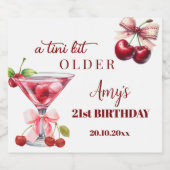 Chic A Tini Bit Older Cherry Martini 21st Birthday Schaumweinetikett (Einzelnes Label)