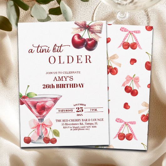 Chic A Tini Bit Older Cherry Martini 26th Birthday Einladung